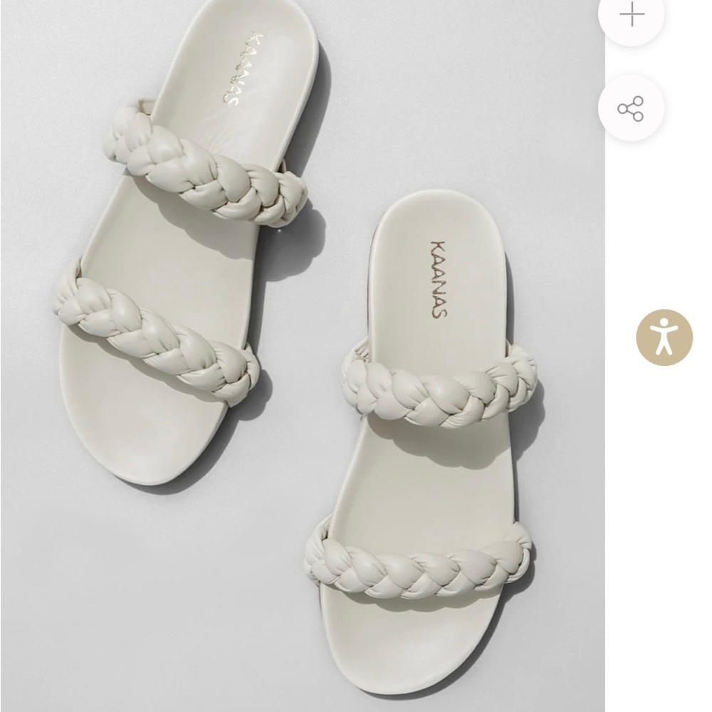 Kaanas Coco Braidwd Sandals in off white- size 9